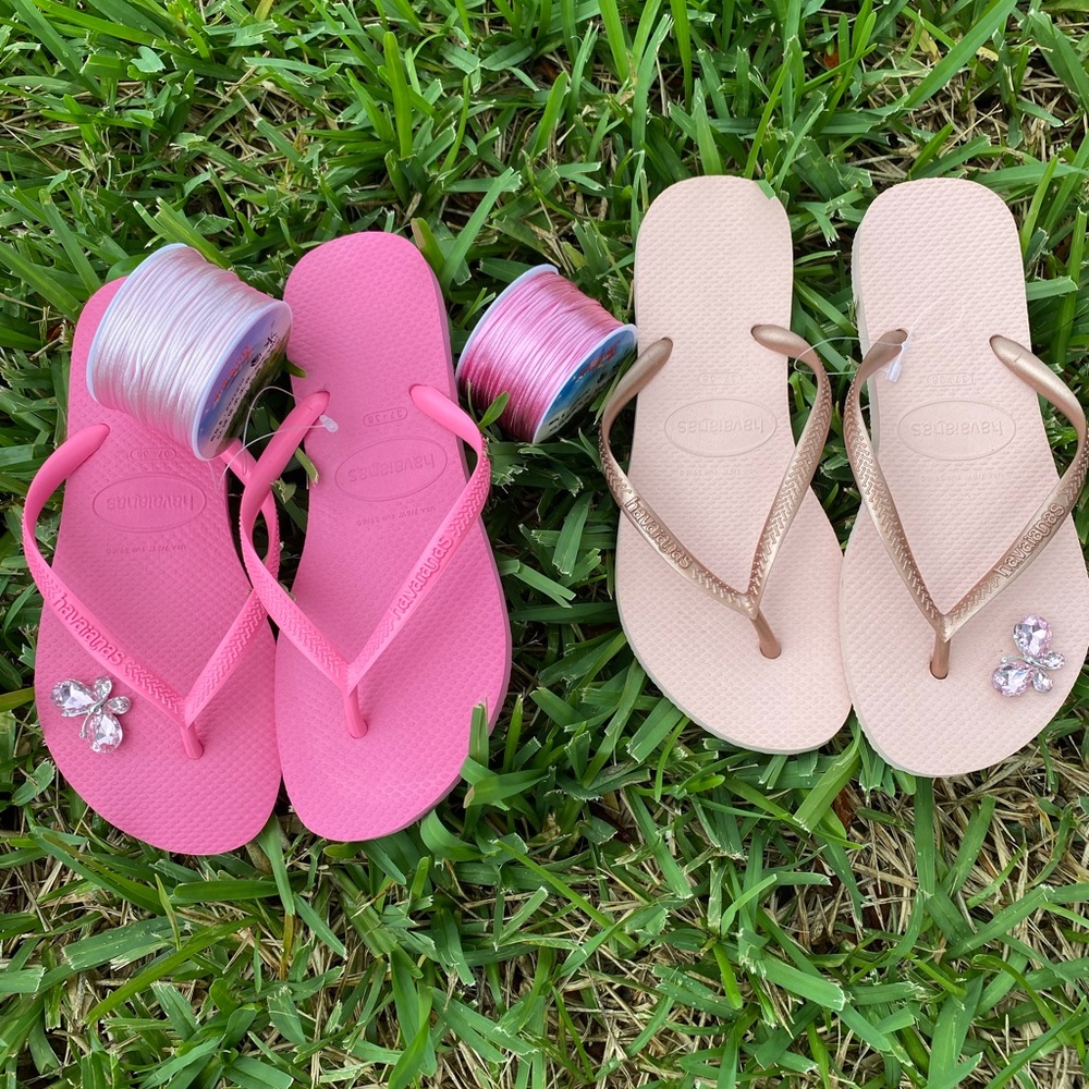 NOT FOR SALE Havaianas Flip Flops, Hand Decorated